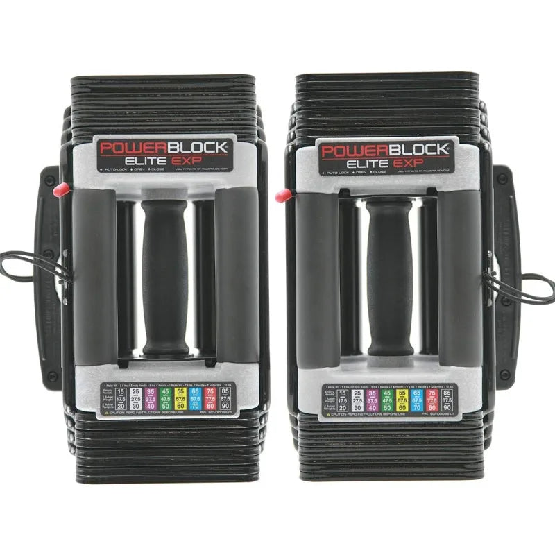 Elite EXP Adjustable Dumbbells, Sold in Pairs, Stage 1, 5-50 lb. Dumbbells, Durable Steel Build