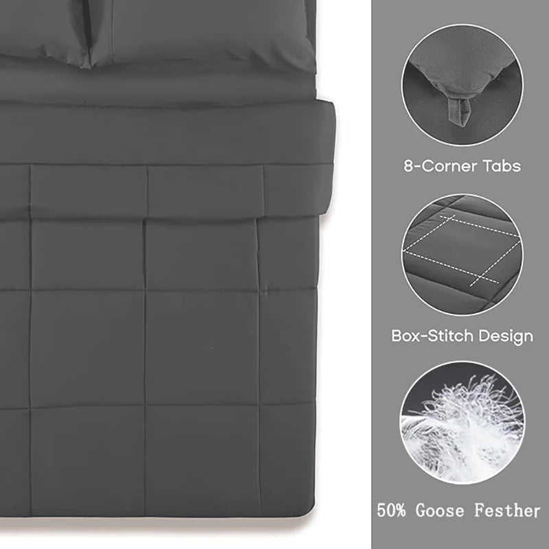 Goose Feather Down Comforter, Ultra Fluffy Duvet Insert, Corner Tabs