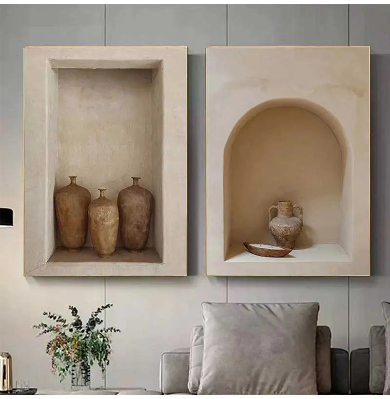 Bohemian Classic Vase Still Life Wall Art, Canvas Painting, Modern Living Room Decor