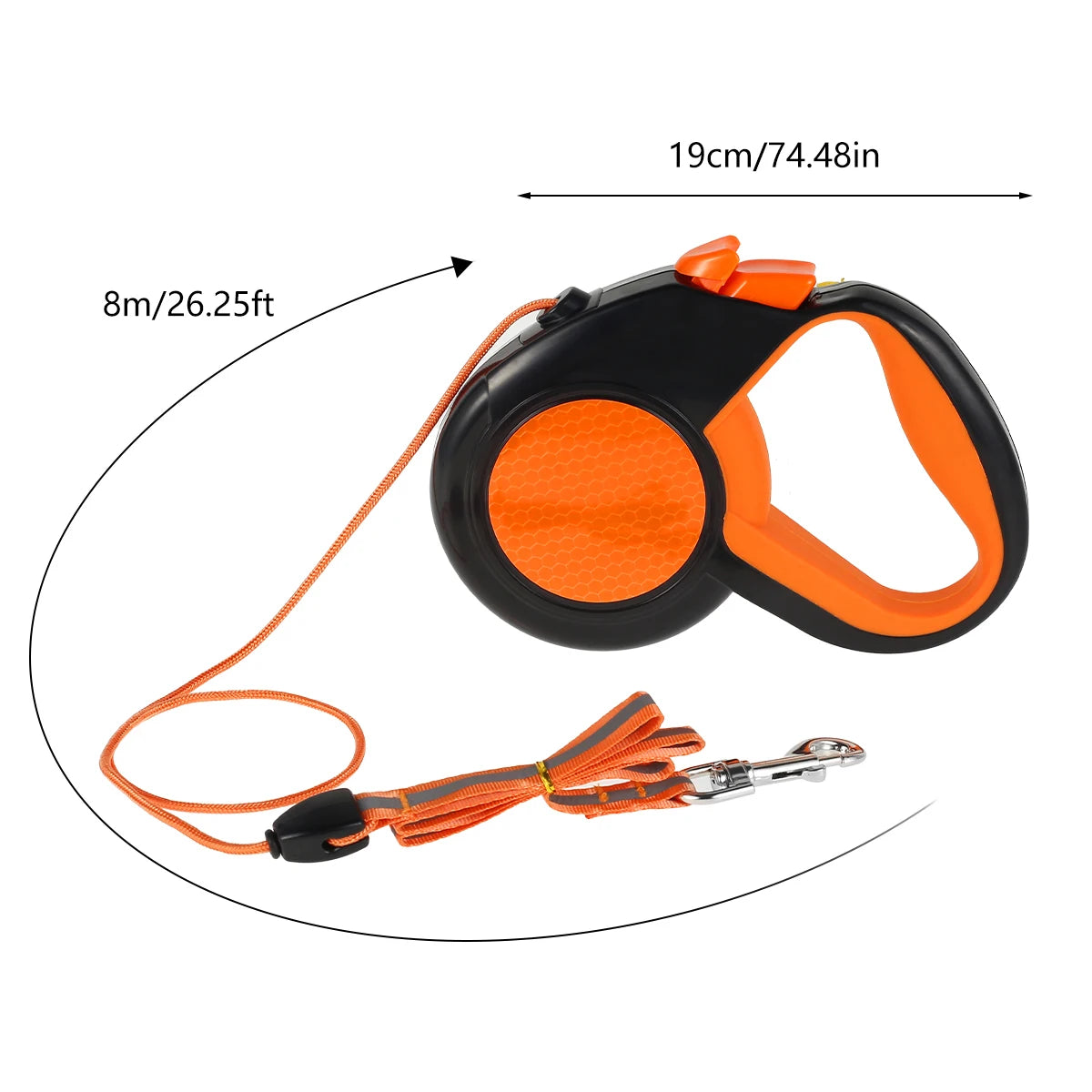 8M Heavy Duty Retractable Dog Lead, Strong Reflective Tape, Non-Slip Handle for Small-Medium-Large Dogs