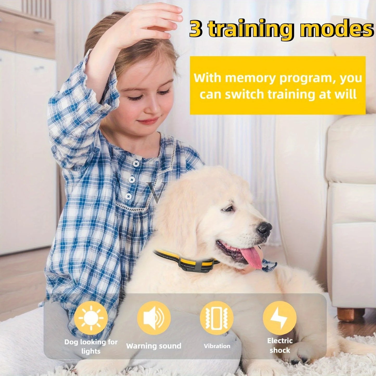 Electric Dog Training Collar, Rechargeable, Anti-Bark, Waterproof