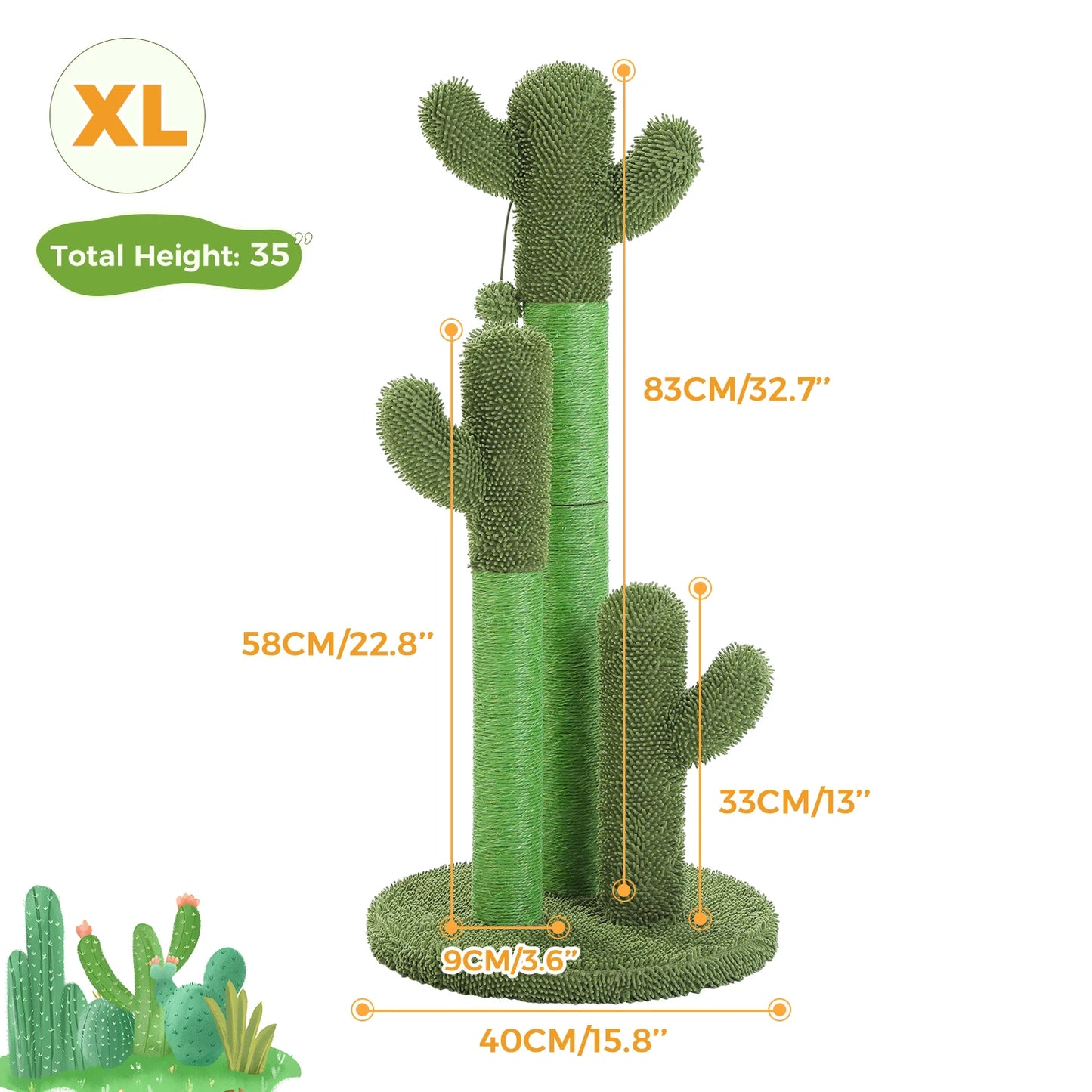 Cat Scratching Post with 3 Natural Scratching Poles and Interactive Dangling Ball