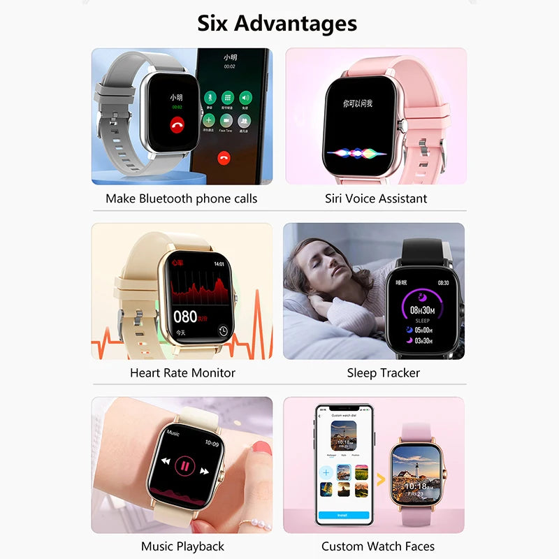 Sports Smart Watch, Fitness, Clock, Health Monitor, Waterproof, Wireless Call, Men/Women, IOS