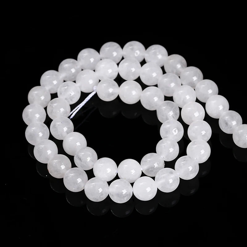 Natural Stone, High Quality White Jade Round Loose Spacer Beads For Jewelry Making
