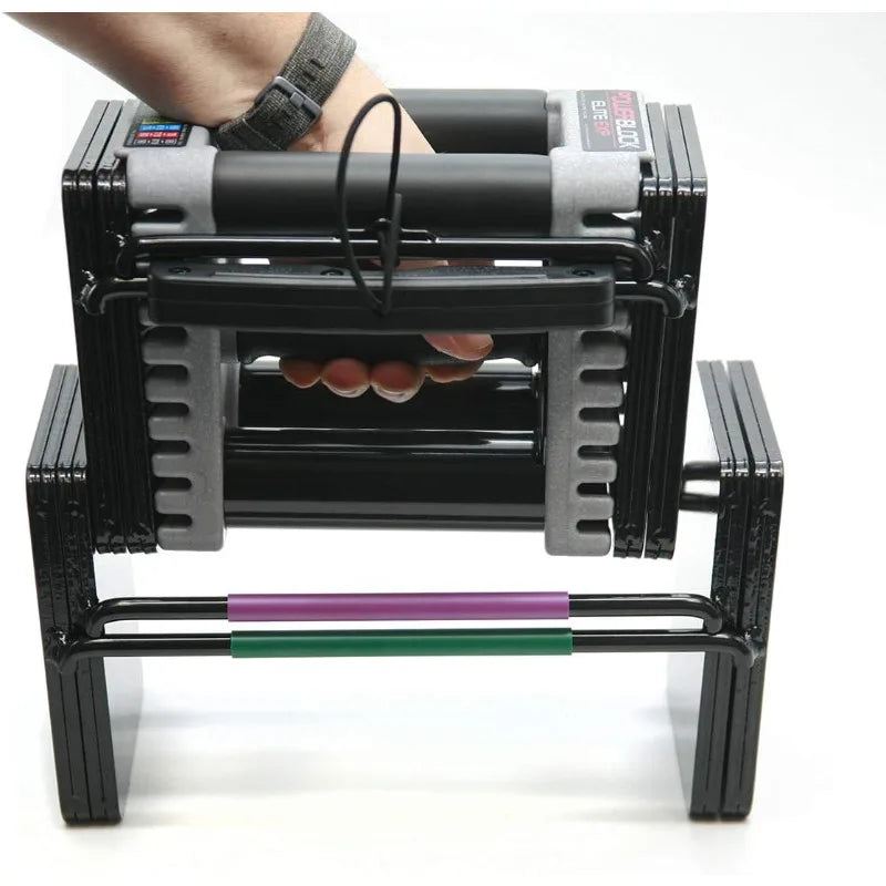 Elite EXP Adjustable Dumbbells, Sold in Pairs, Stage 1, 5-50 lb. Dumbbells, Durable Steel Build