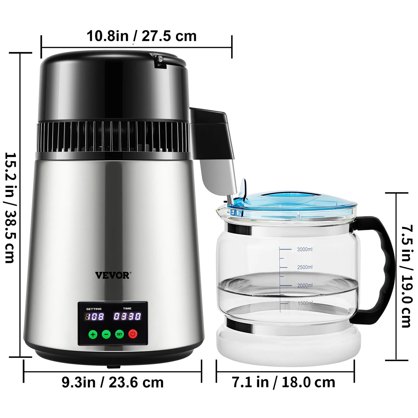 4L Water Distiller Purifier Filter, Drinking Bottle Softener, Touch Screen, Home Appliance
