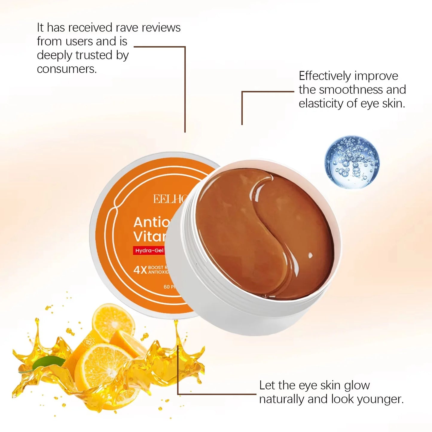 Vitamin C Under Eye Patches, Eye Bags Care, Cooling, Hydrating, Moisturizing, Refreshing