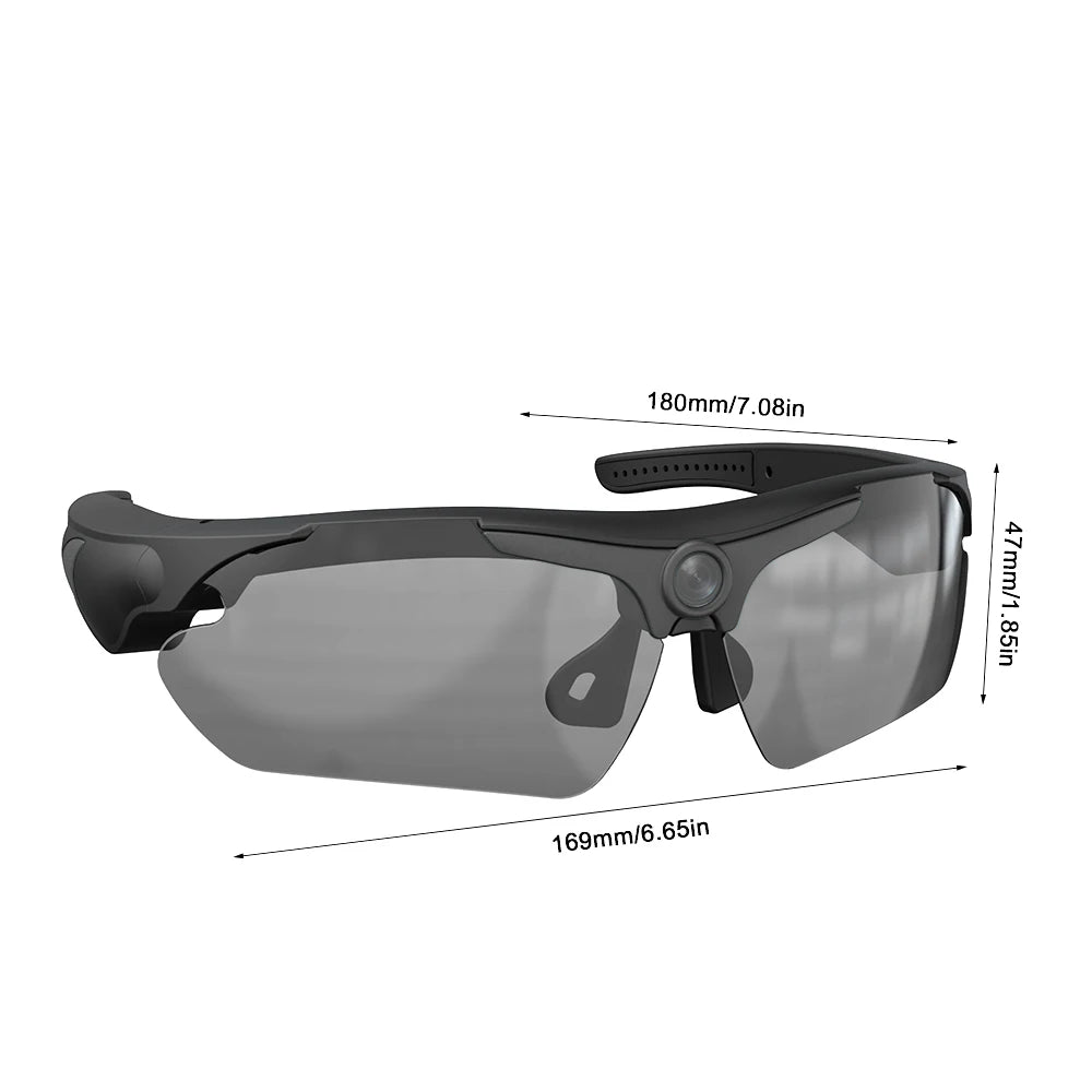 HD 1080P Camera, Outdoor Cycling Glasses, Polarized Lens, Smart Camcorder, Security Protection