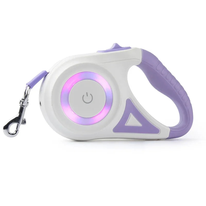 5M Automatic Retractable Dog Leash, Led Flashlight, Durable Nylon Lead