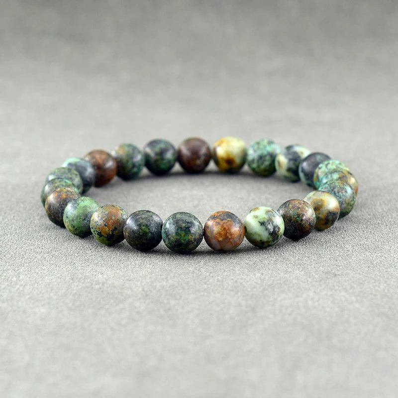 Handmade Real Natural African Stone Beads, Yoga Mala Jewelry, Green Moss Agates Beaded Bracelet
