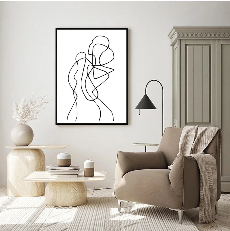 Abstract Posters, Minimalist Wall Art Canvas Painting ,Line Body Face Art Prints, Nordic Wall Pictures