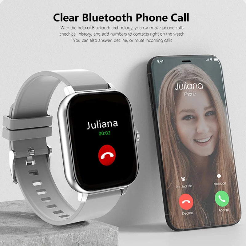Sports Smart Watch, Fitness, Clock, Health Monitor, Waterproof, Wireless Call, Men/Women, IOS