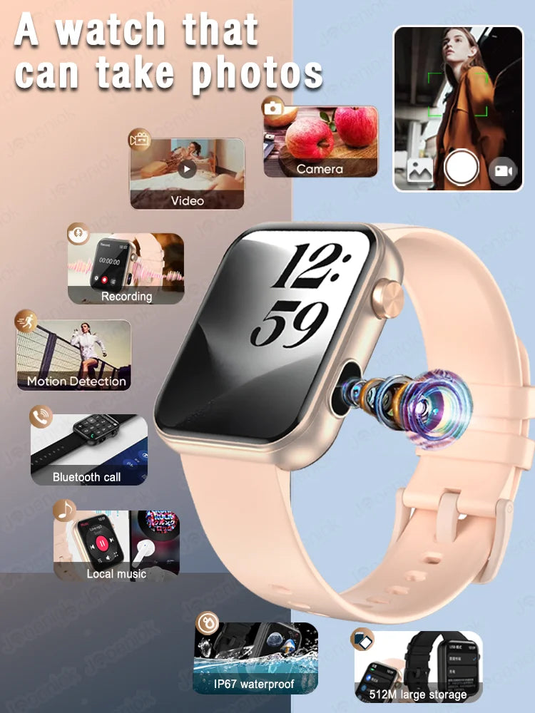 Smart Watch Women/Men, Camera, Heart Rate, Sports Fitness, Waterproof, Bluetooth For Android iOS