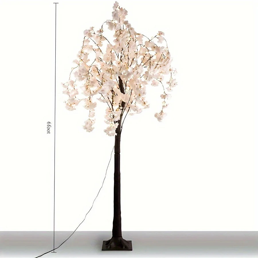Artificial Cherry Blossom Tree, 6ft Tall, 450 LED Lights, Warm