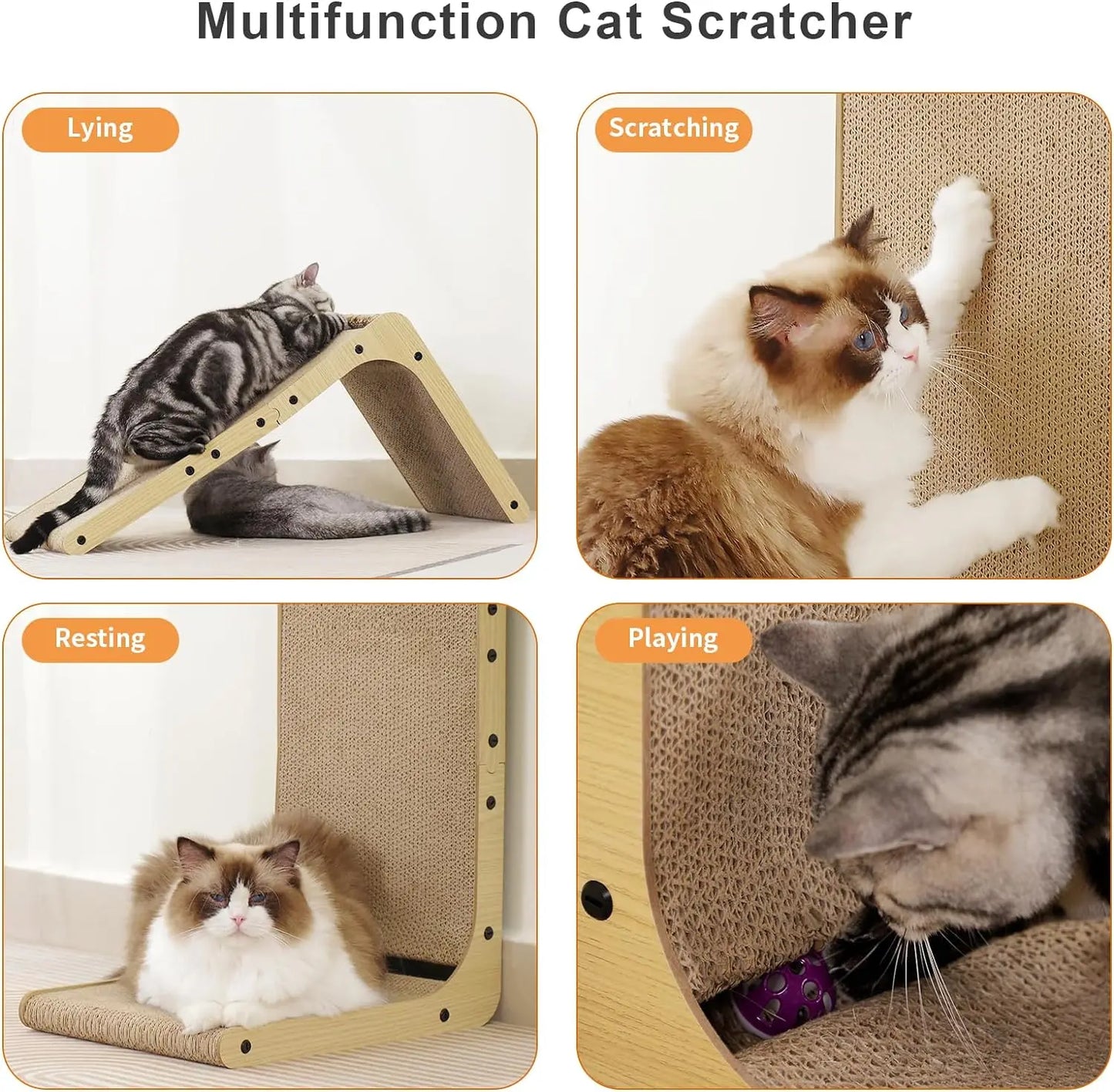L Shape Cat Scratcher, 23.6 Inch, Indoor, Protecting Furniture, Cardboard