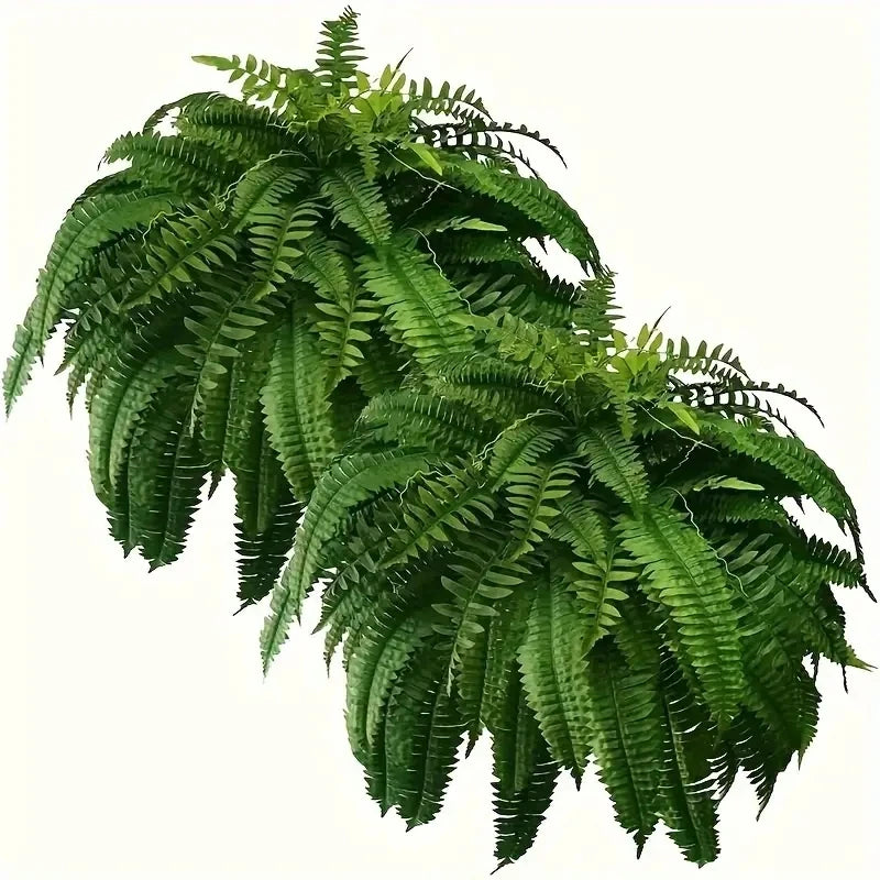 Realistic Boston Ferns, Artificial, UV Resistant Fake Greenery, Door Porch Decors