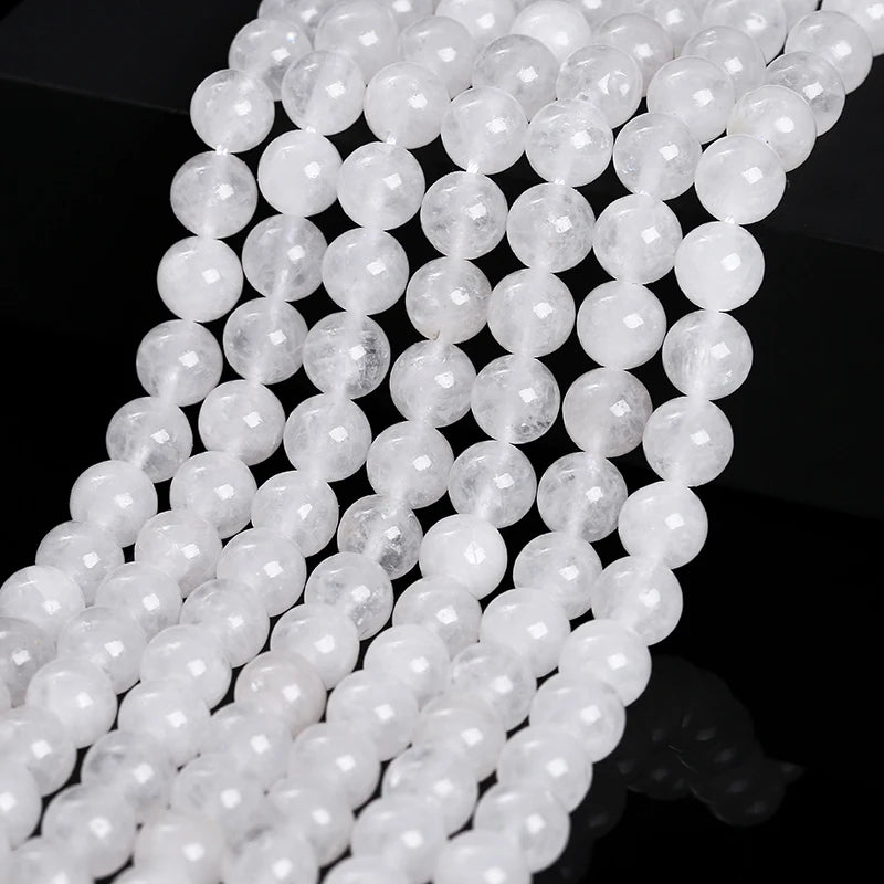 Natural Stone, High Quality White Jade Round Loose Spacer Beads For Jewelry Making