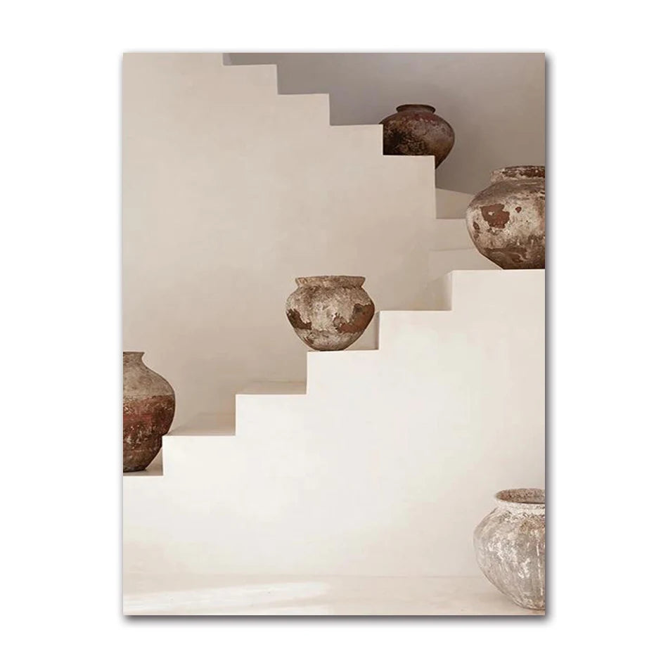 Bohemian Classic Vase Still Life Wall Art, Canvas Painting, Modern Living Room Decor