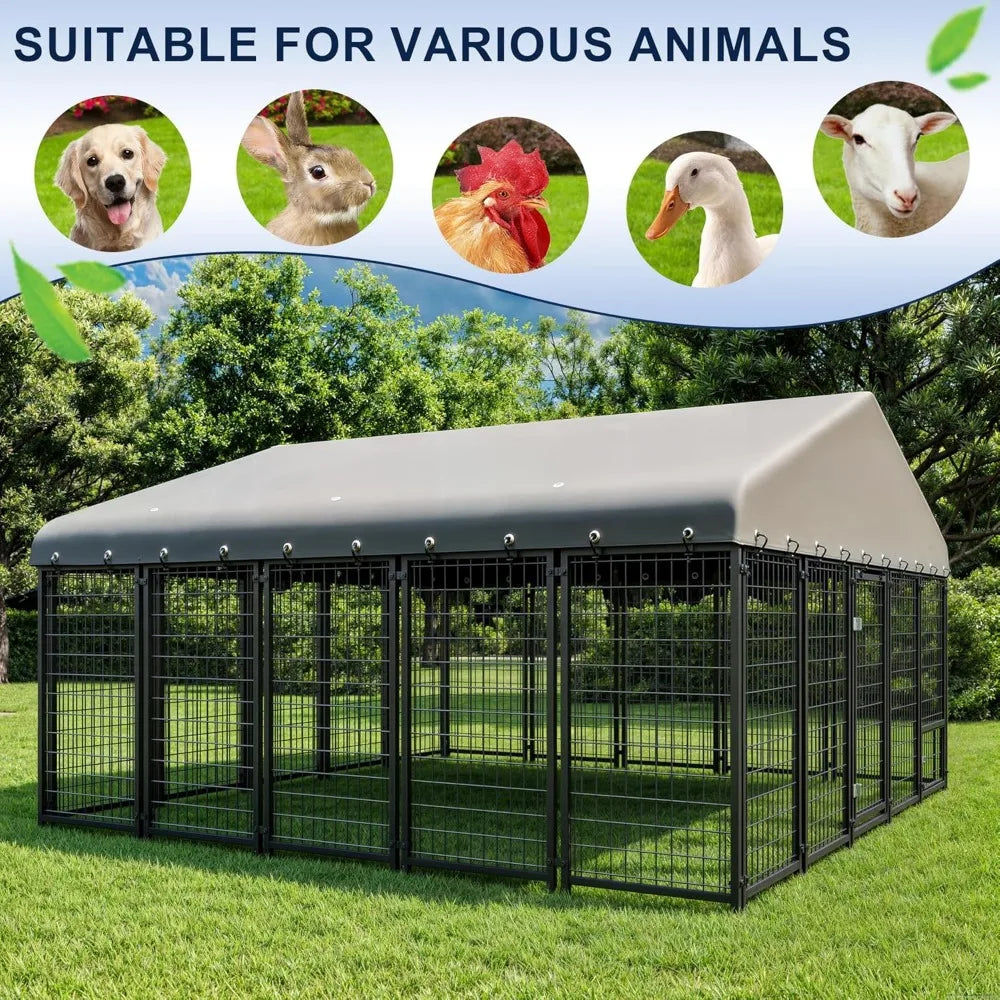 Heavy-Duty Outdoor Pet Kennel with Roof