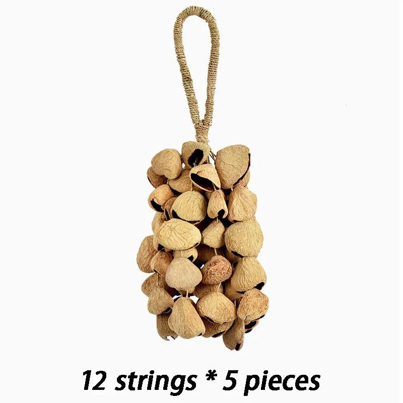 Straw Rope Hand Bell, Meditation/Yoga, Healing, Natural Fruit Shells, Wind Chimes