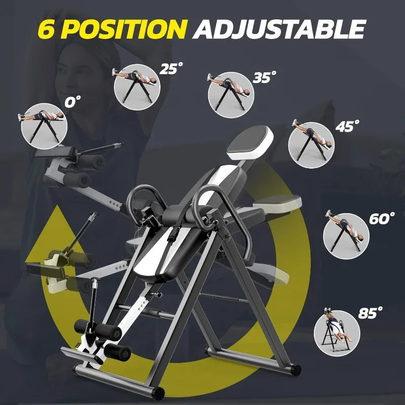 Heavy Duty Gravity Inversion Table, 300 lbs Capacity, Adjustable, Protective Belt