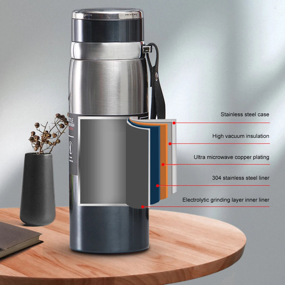 1L Thermal Water Bottle Keep Cold or Hot Thermos, Vacuum Flasks, Stainless Steel