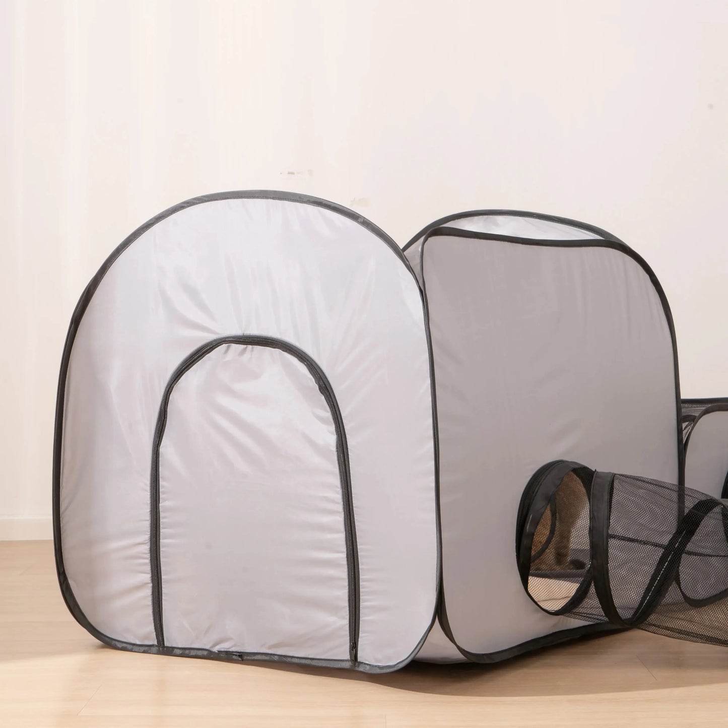 Square Gray Cats/Dogs Delivery Room, Hard Oxford Cloth, Play Tunnel, Foldable, Pets' Nest