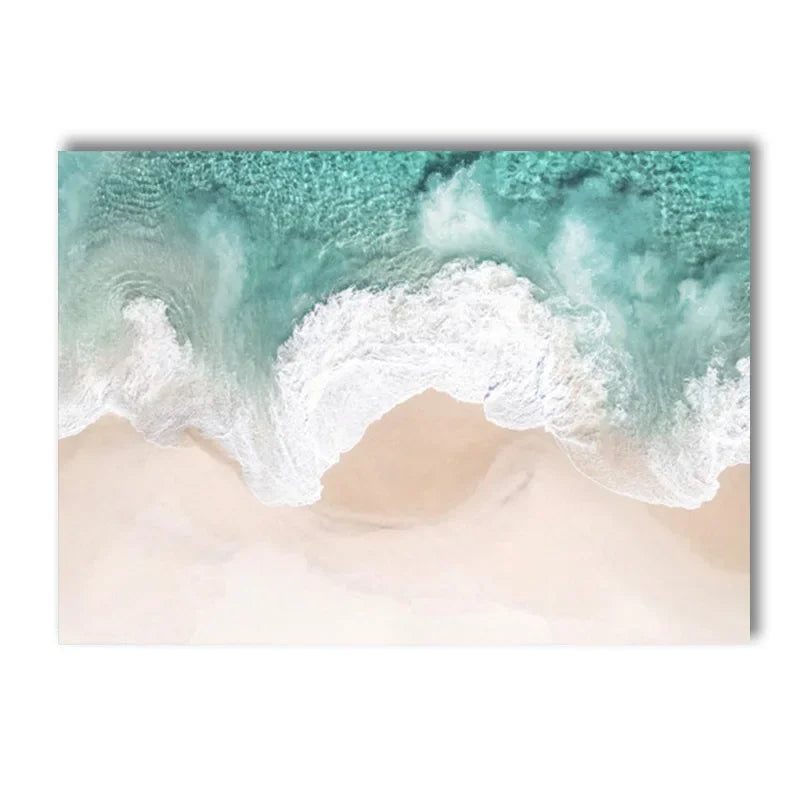 Summer Sea Beach, Coconut Tree, Surfboard Posters And Prints, Seagull Swan Wall Art, Canvas Painting