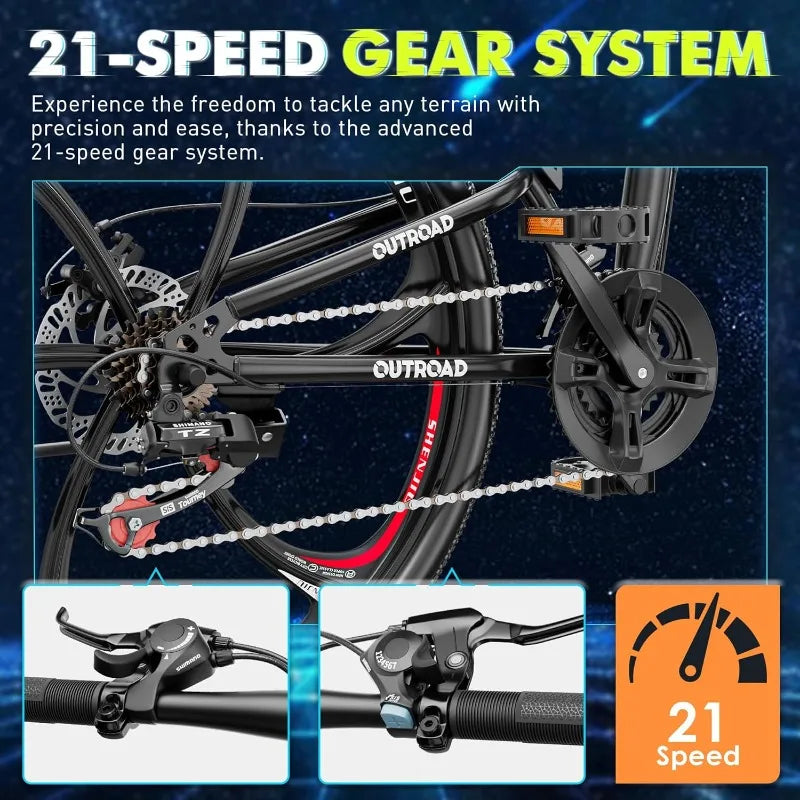 26 Inch Folding Mountain Bike, 21 Speed Full Suspension, High-Carbon Steel, Dual Disc Brake, Non-Slip Quick