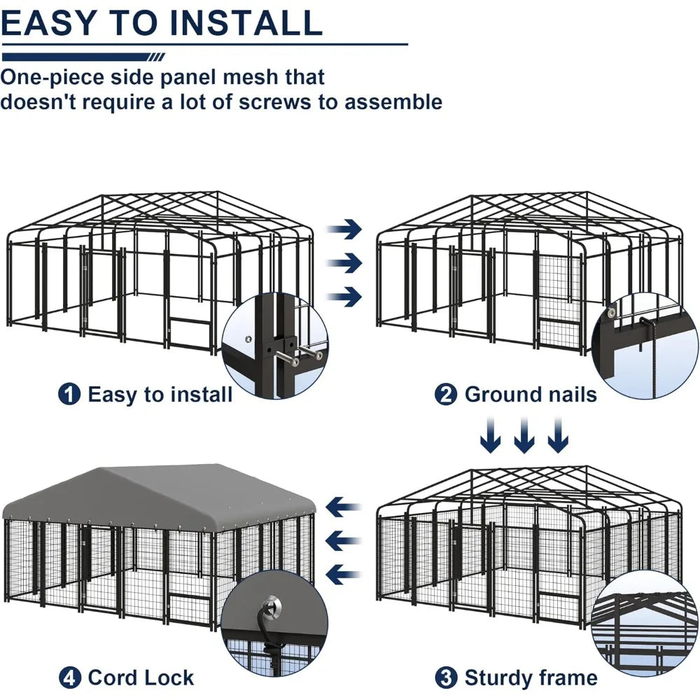Heavy-Duty Outdoor Pet Kennel with Roof