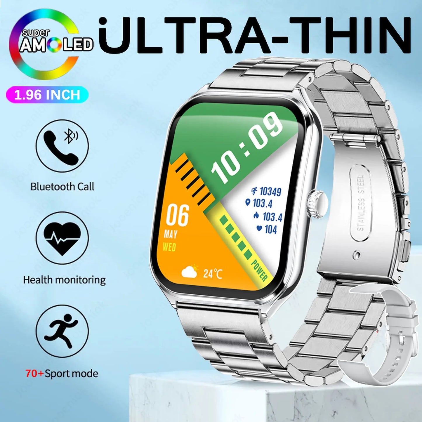 Ultra-thin Durable Women Smart Watch, Sport Health Fitness, Wireless Bluetooth Call