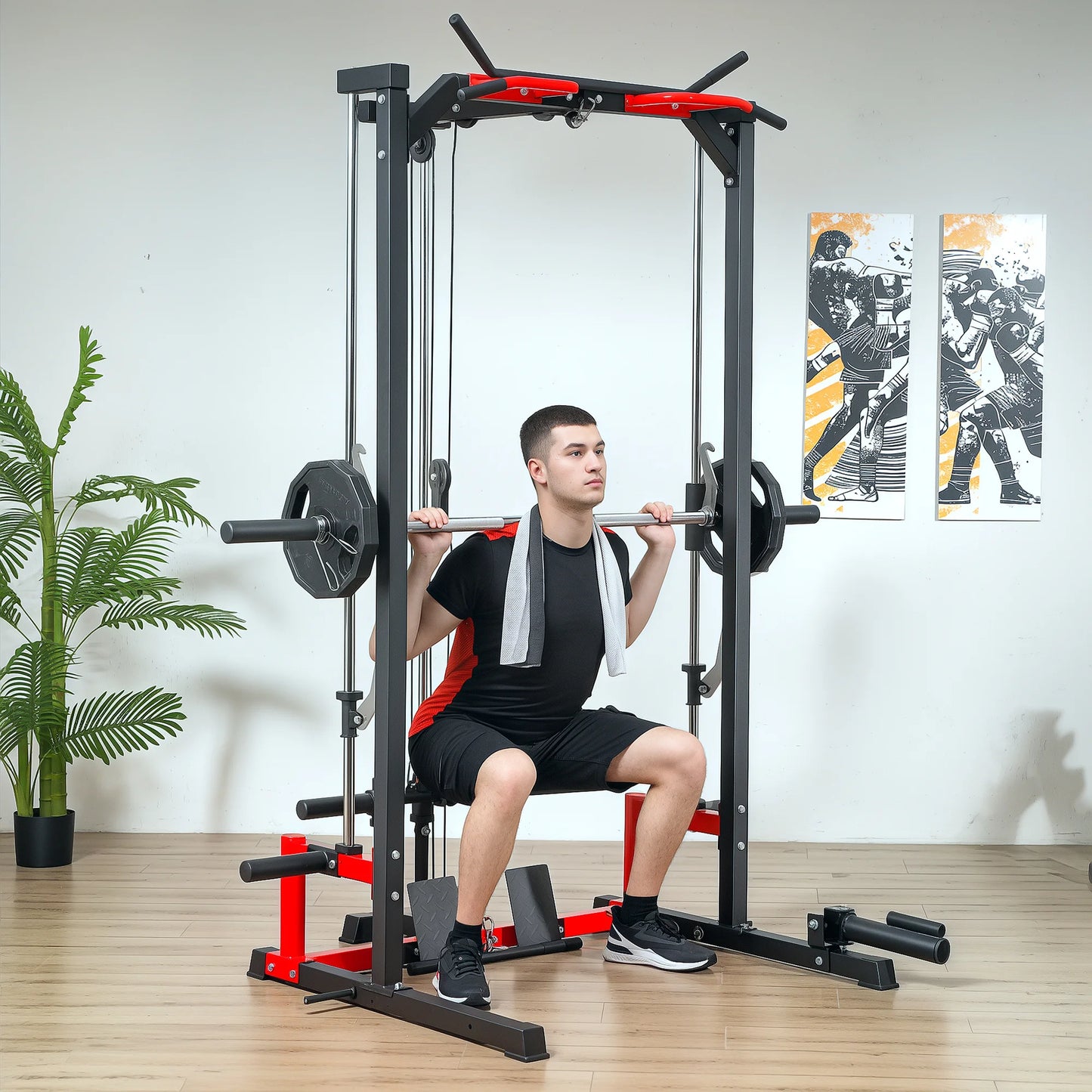 Soozier Smith Machine, Multi-Function Power Cage, Lat Pull Down System