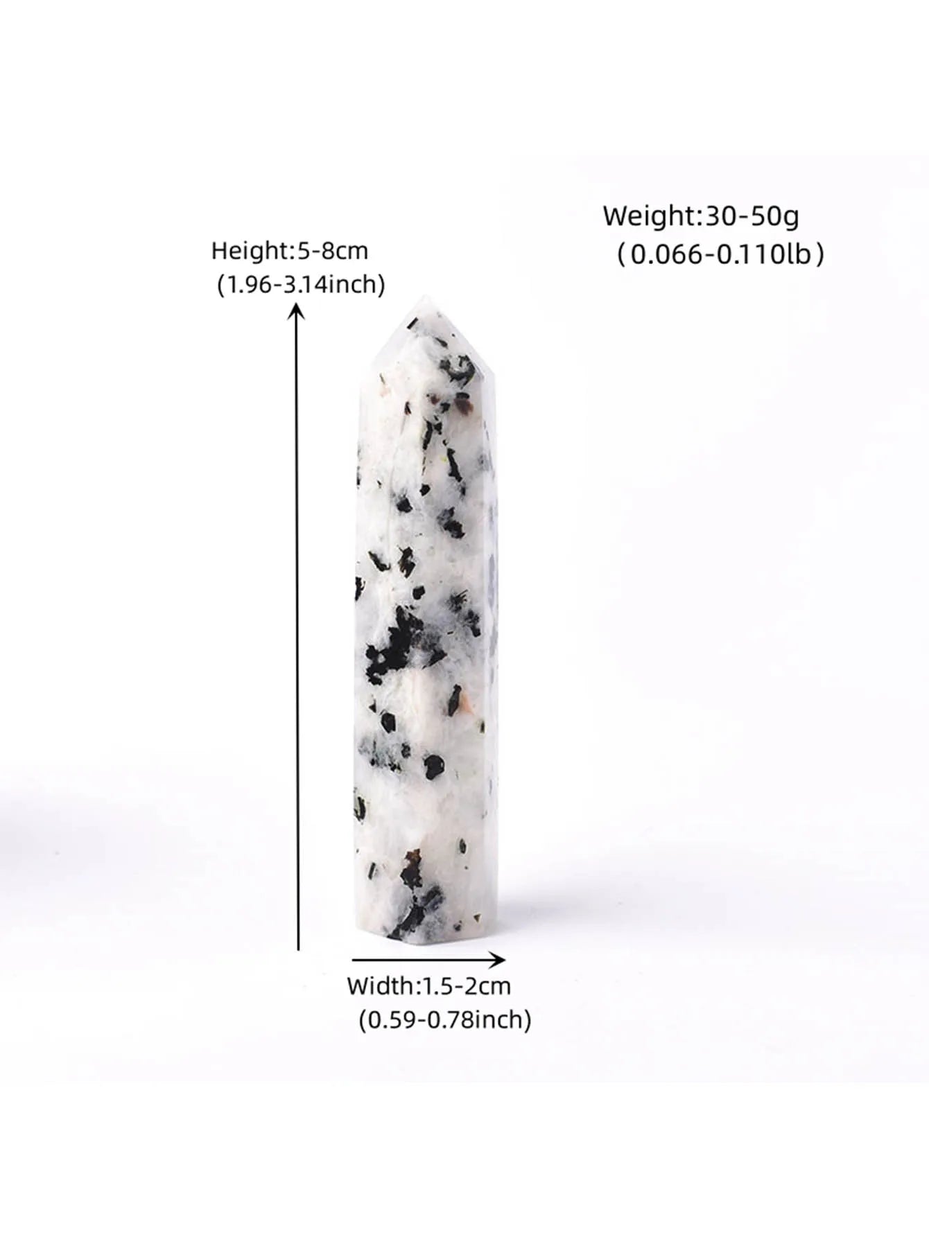 Natural Crystal Moonstone, Polished Crystal Point, Healing Stone, Hexagonal Prisms