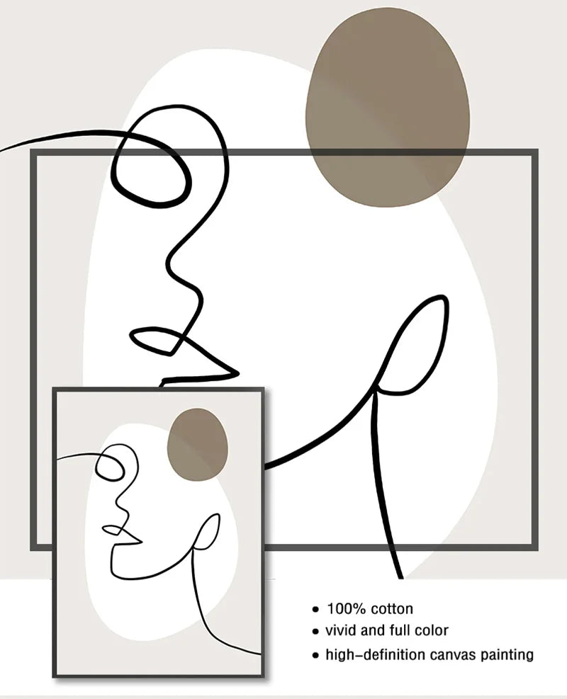 Abstract Posters, Minimalist Wall Art Canvas Painting ,Line Body Face Art Prints, Nordic Wall Pictures