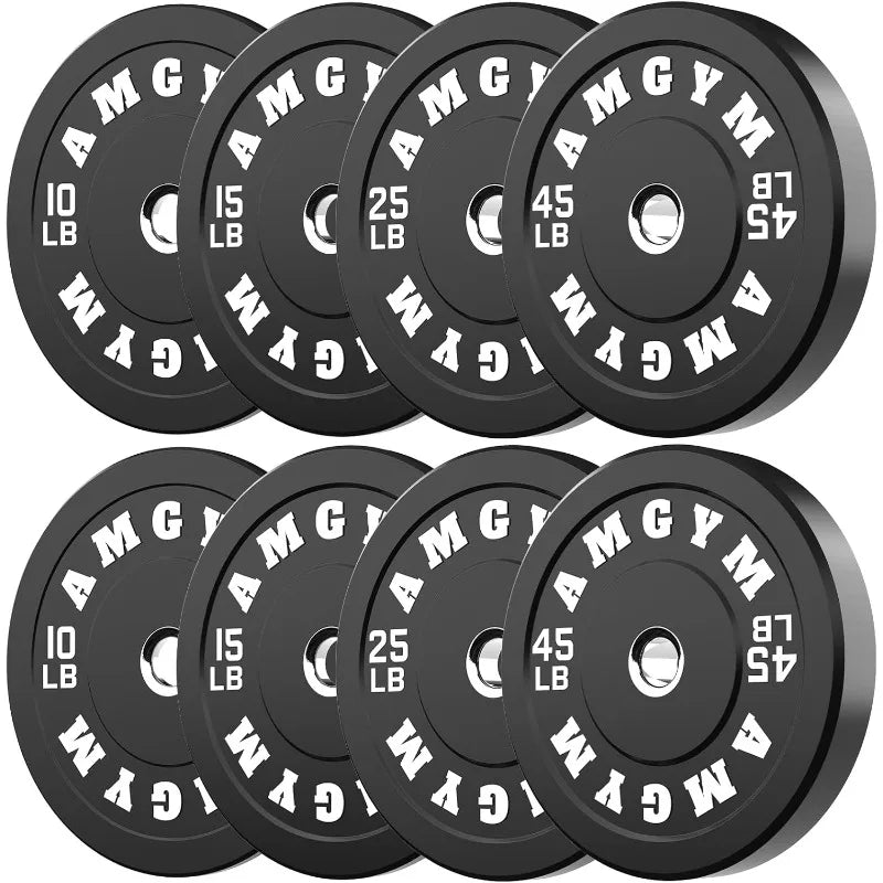 Free Weights, Steel Bumper Plates, Rubber Coated, 2 Inch Barbell Sets, Strength Training & Weight Lifting