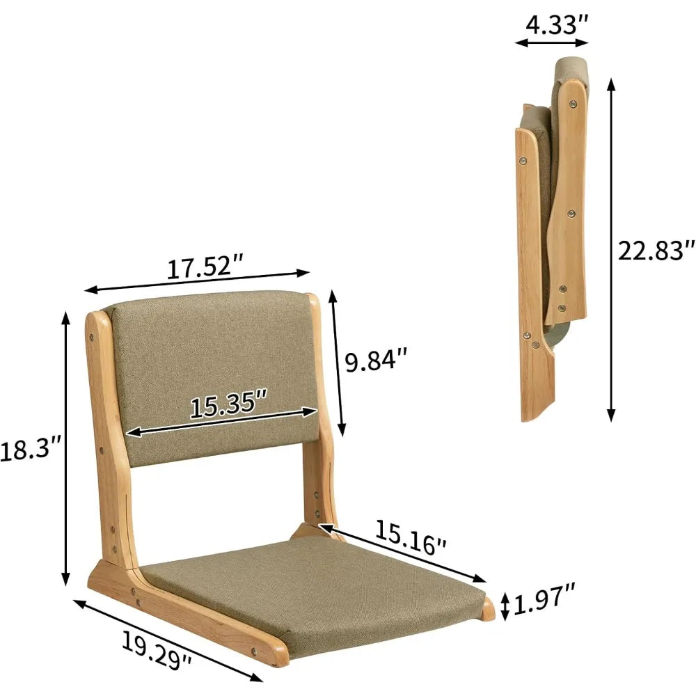 Japanese-Style Foldable Floor Chair with Cushion and Back Support for Meditation and Bay Window Relaxation