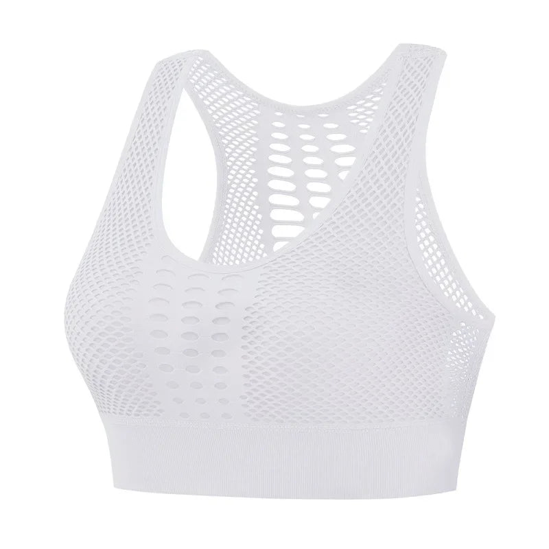 Seamless, Breathable, Active, Mesh Sports Bra, Push-Up, Fitness, Yoga, Running