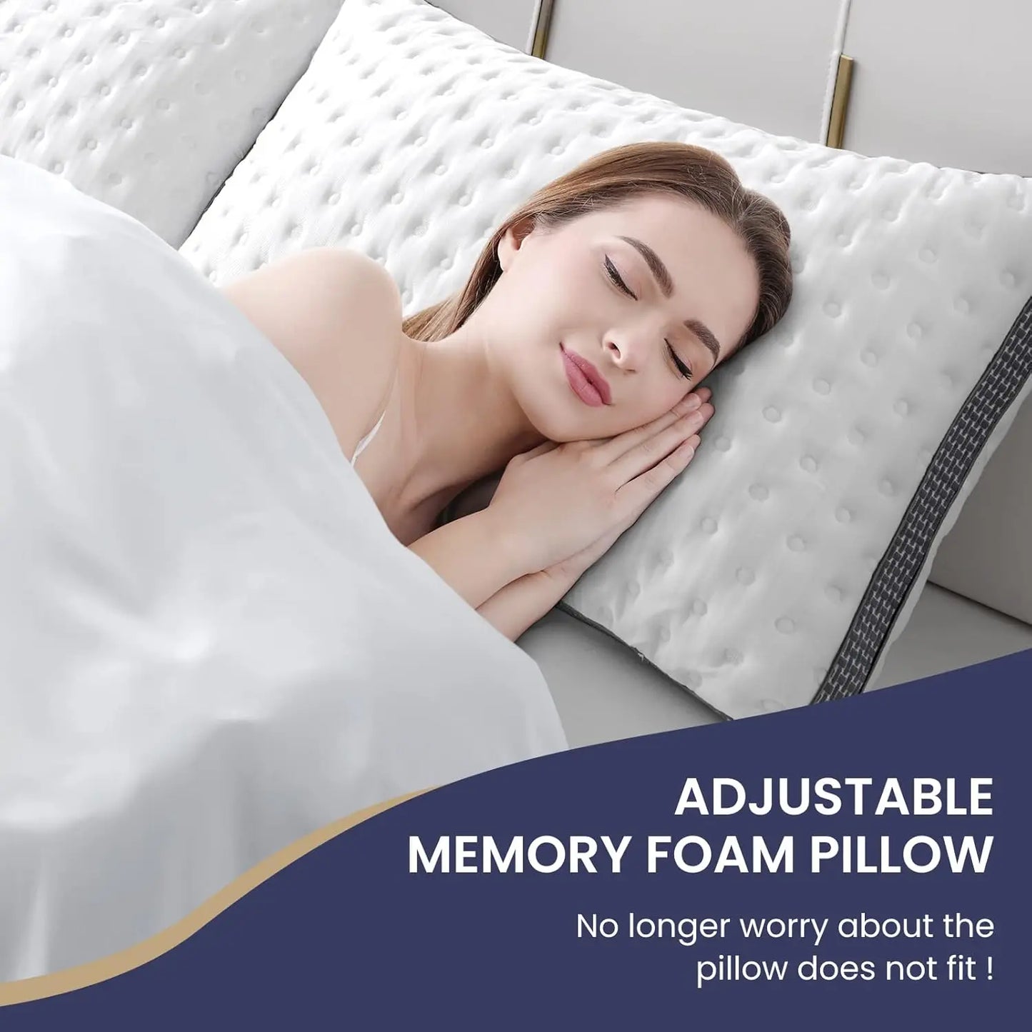 1 Pack Q/K, Cooling Gel Memory Foam Bed Pillow, Medium Firm