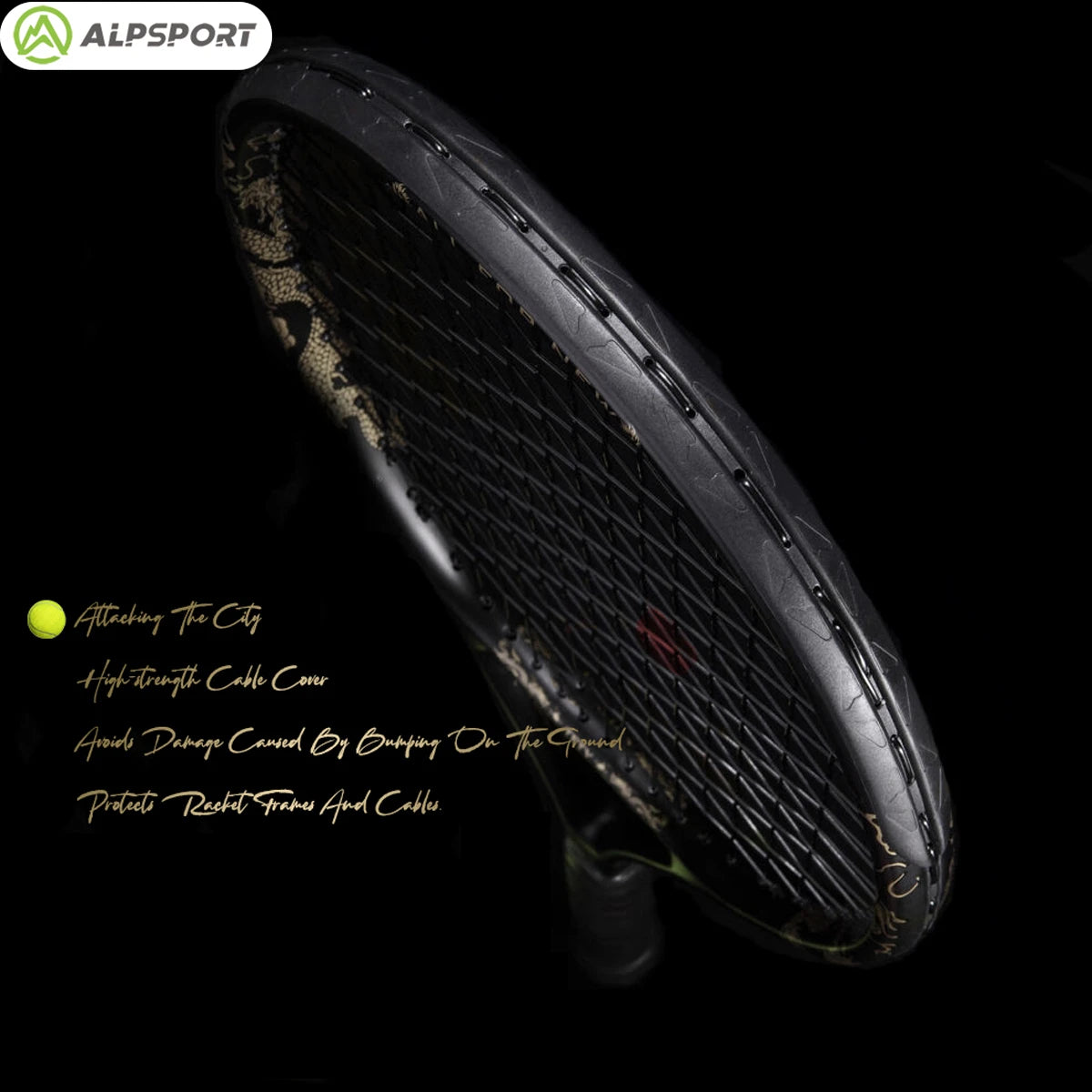 ALPSPORT JL 27-in, Durable, 4 3/8-in Grip, Carbon Fiber, Tennis Racket