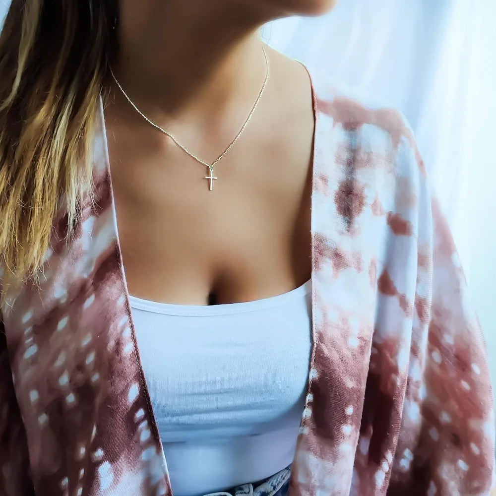Annika Bella Small Cross Necklace, 925 Sterling Silver Faith Jewelry