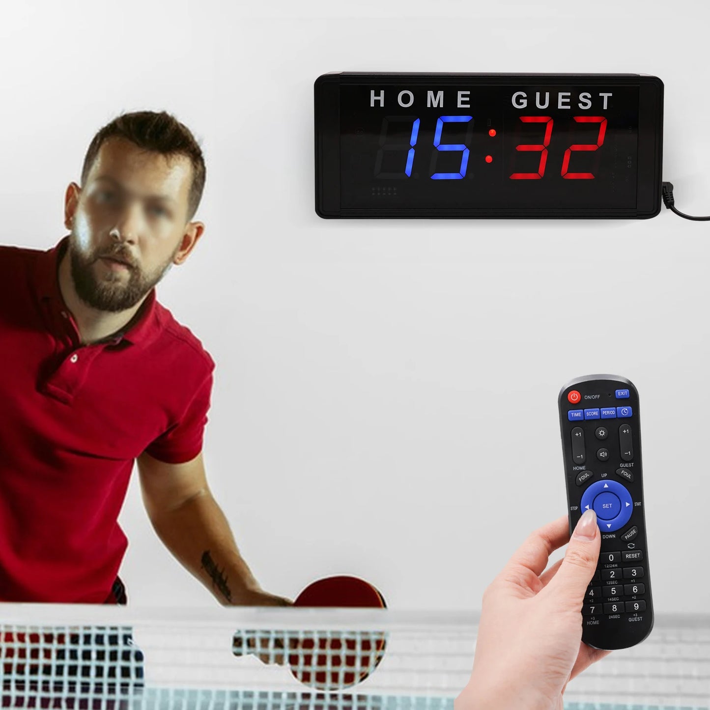 4-Digit, LED Electronic Score Keeper, Remote, Badminton/Volleyball/Baseball/Table Tennis