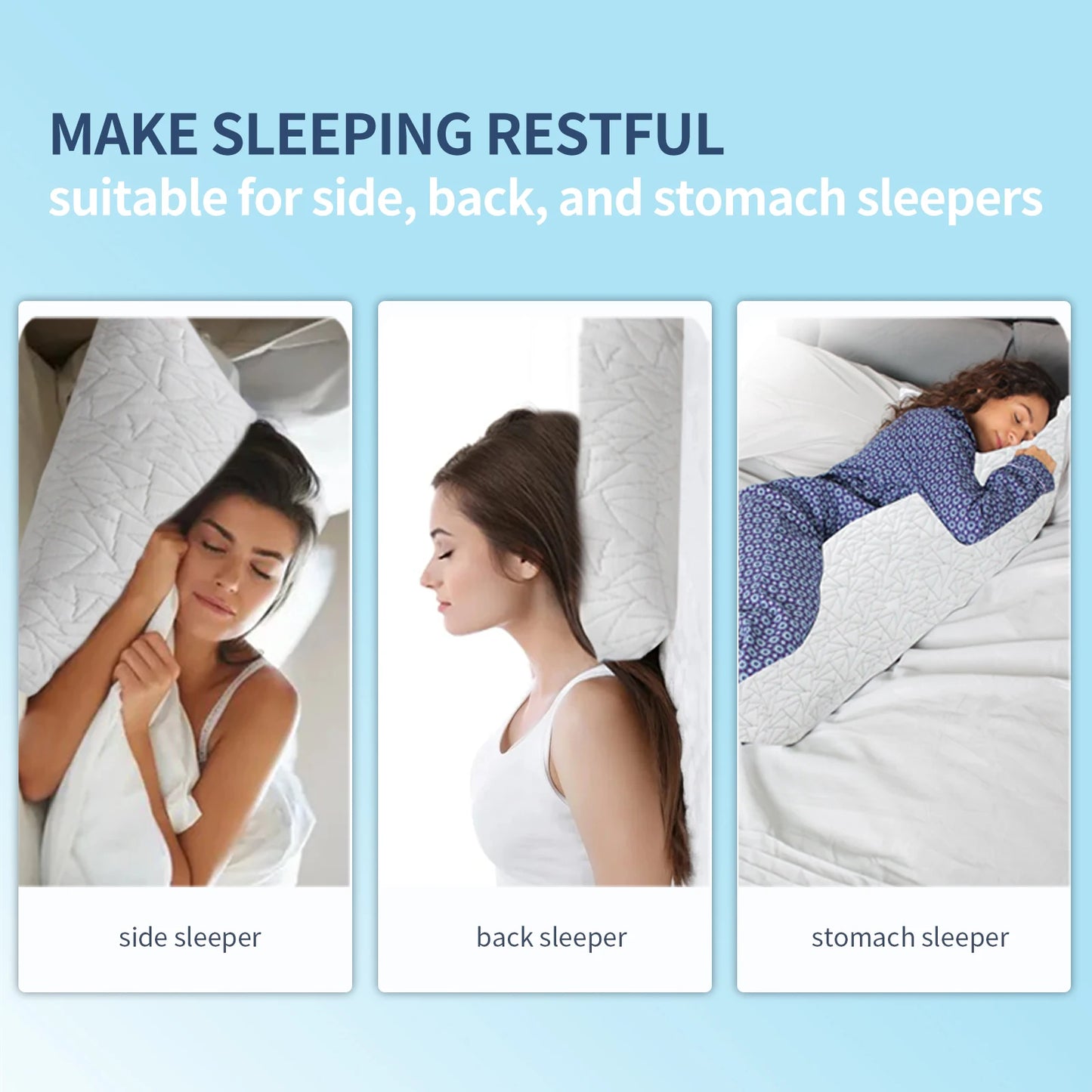 Memory Foam Body Pillow, Fluffy, Large, Long For Sleeping - 20x54 inch, White