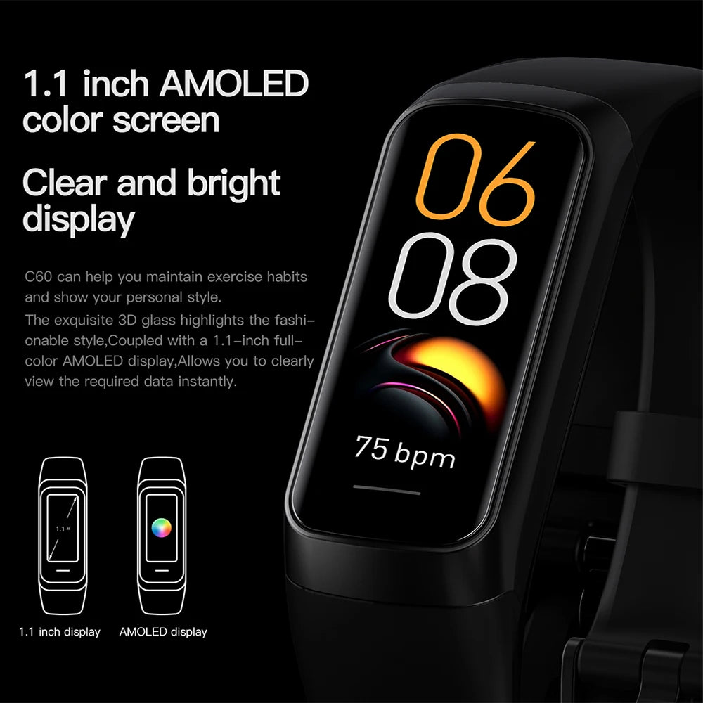 AMOLED Smartwatch, Body Temperature Monitor, Fitness, Clock ,Sports, Waterproof, Men/Women IOS