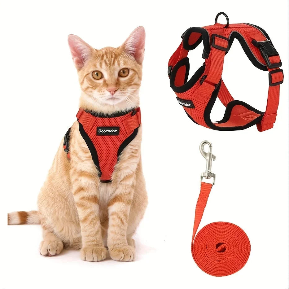 Cat Leash, Non-Slip, Adjustable, Vest Pet Chest Carrier