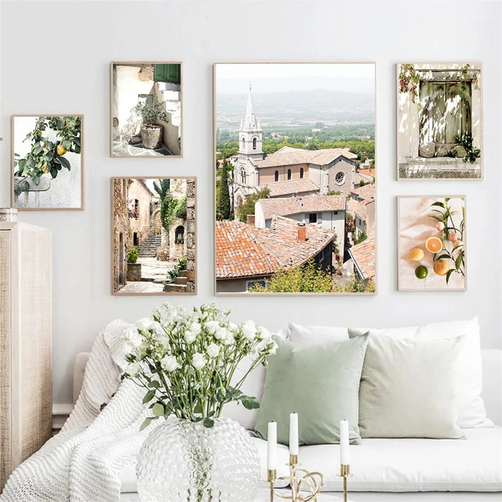 Spanish Italy Puglia Architecture Posters, Canvas Painting, Green Leaves, Indoor Plants, Wall Art Print Pictures