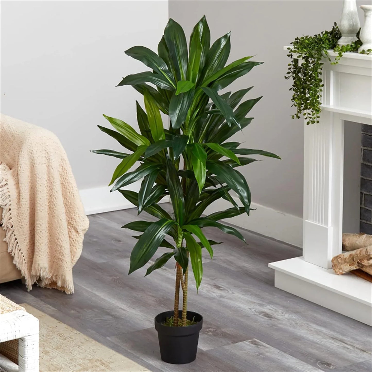 Artificial Dracaena Plant Indoor, Fake Tree In Pot, Adjustable Branches And Leaves