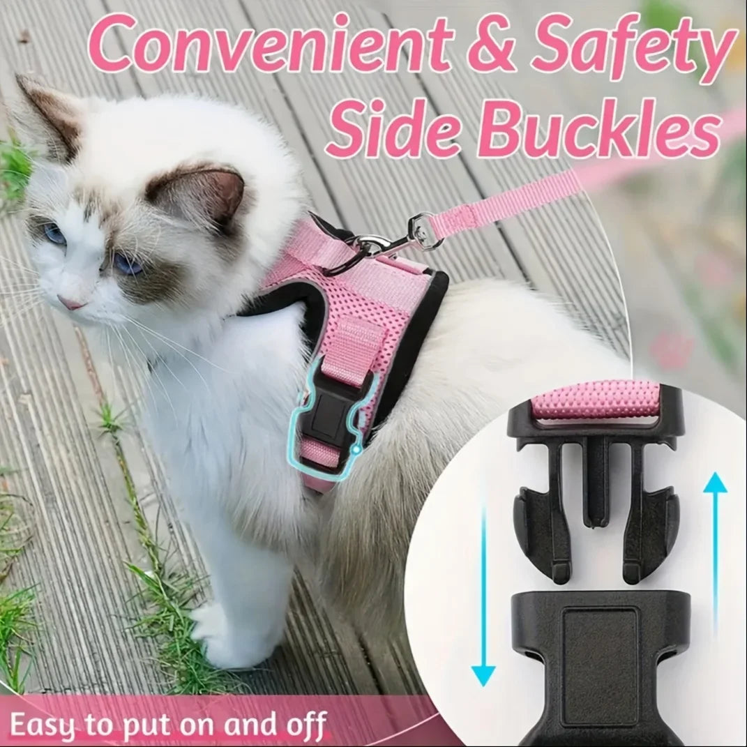 Cat Leash, Non-Slip, Adjustable, Vest Pet Chest Carrier