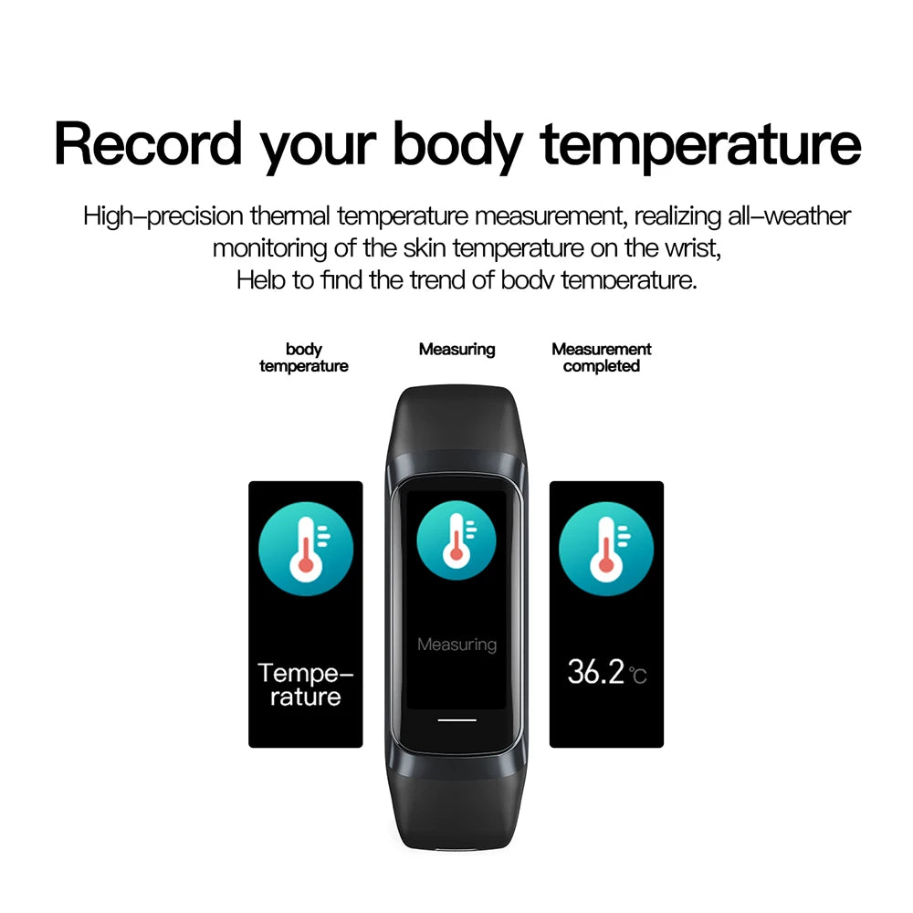AMOLED Smartwatch, Body Temperature Monitor, Fitness, Clock ,Sports, Waterproof, Men/Women IOS