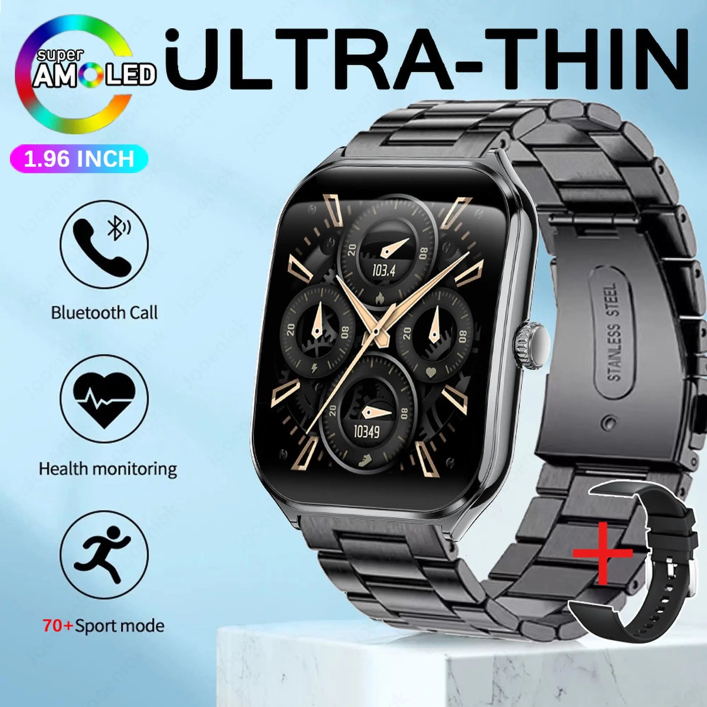 Ultra-thin Durable Women Smart Watch, Sport Health Fitness, Wireless Bluetooth Call