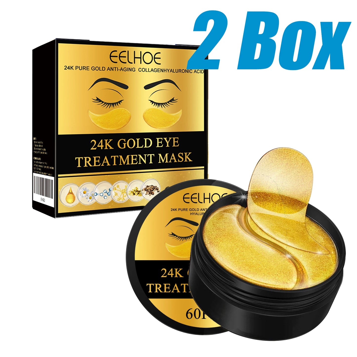 Eye Hydrogel Patches, Hydrating Under Eye Mask For Dark Circles, Puffiness, Firming Collagen Therapy, 60pcs
